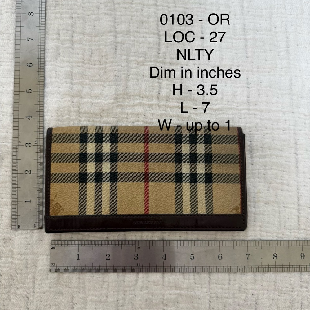 Burberry Beige and Red Checkered Wallet